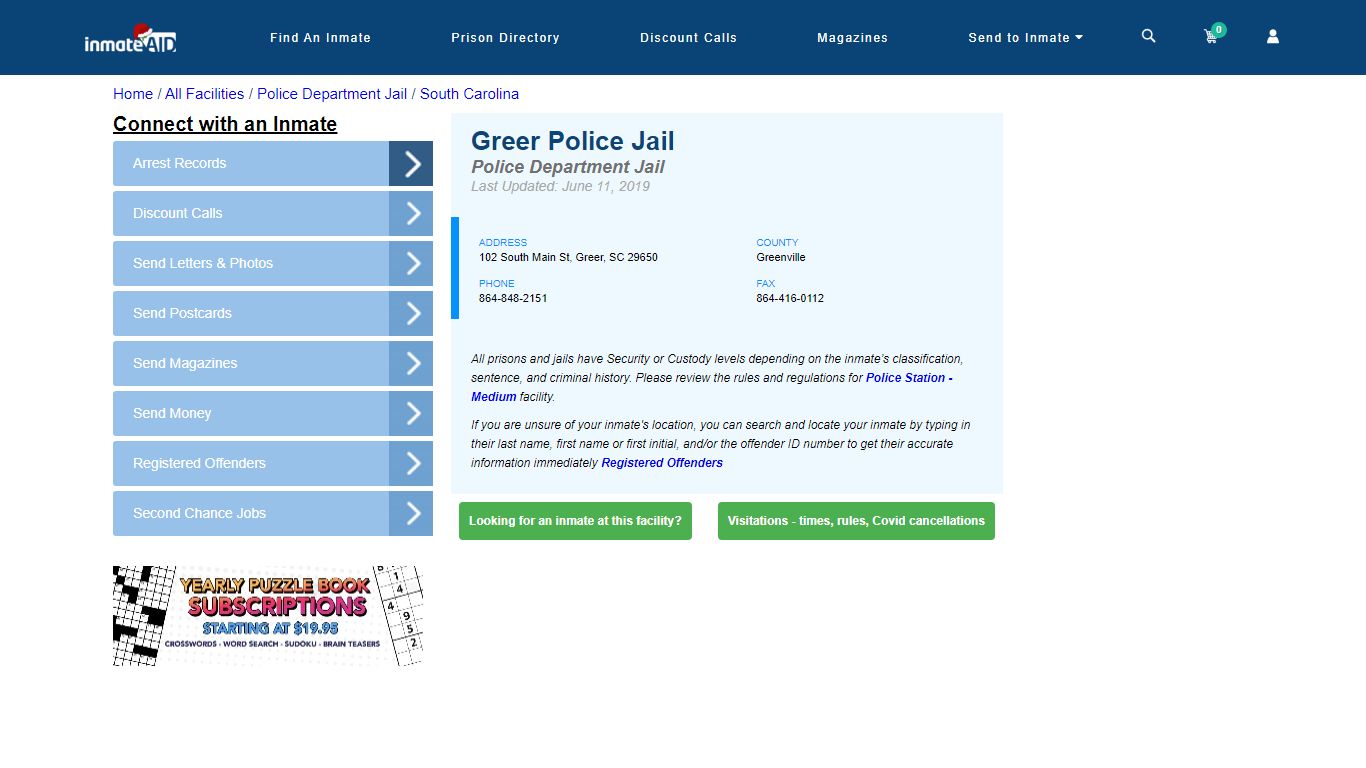 Greer Police Jail & Inmate Search - Greer, SC